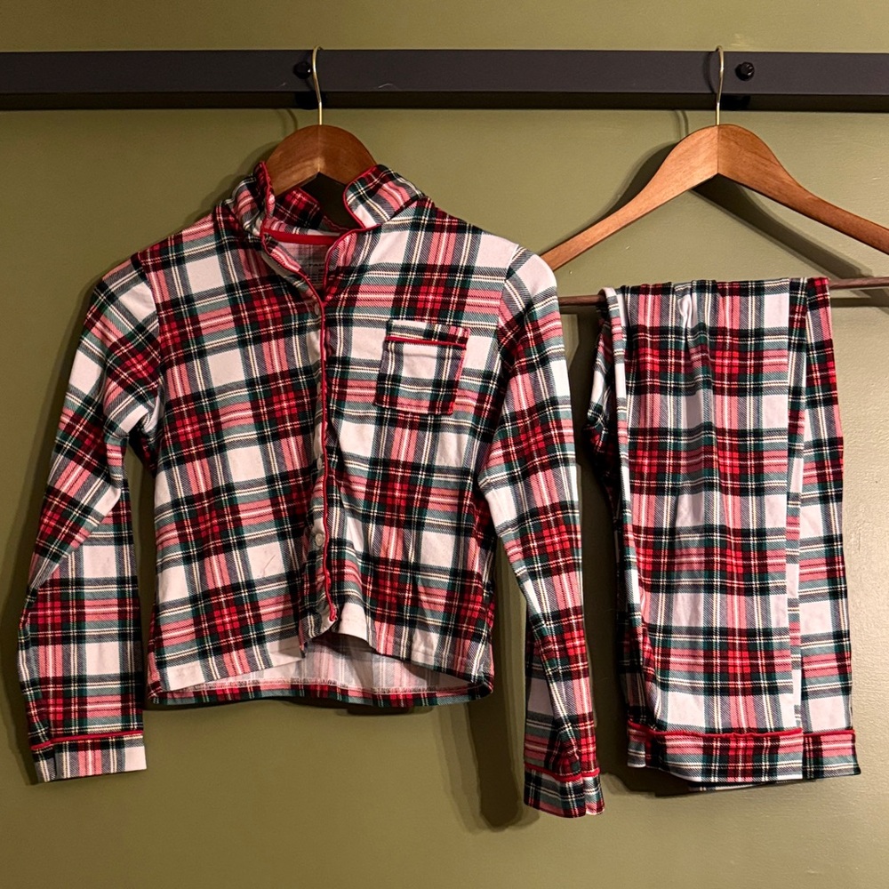 Plaid Kids Pajamas Set - Red, Green, White